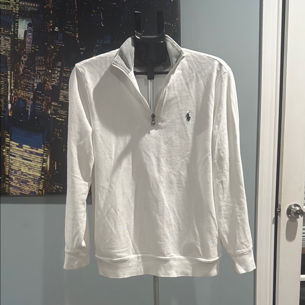 White Quarter-Zip Pullover with Logo